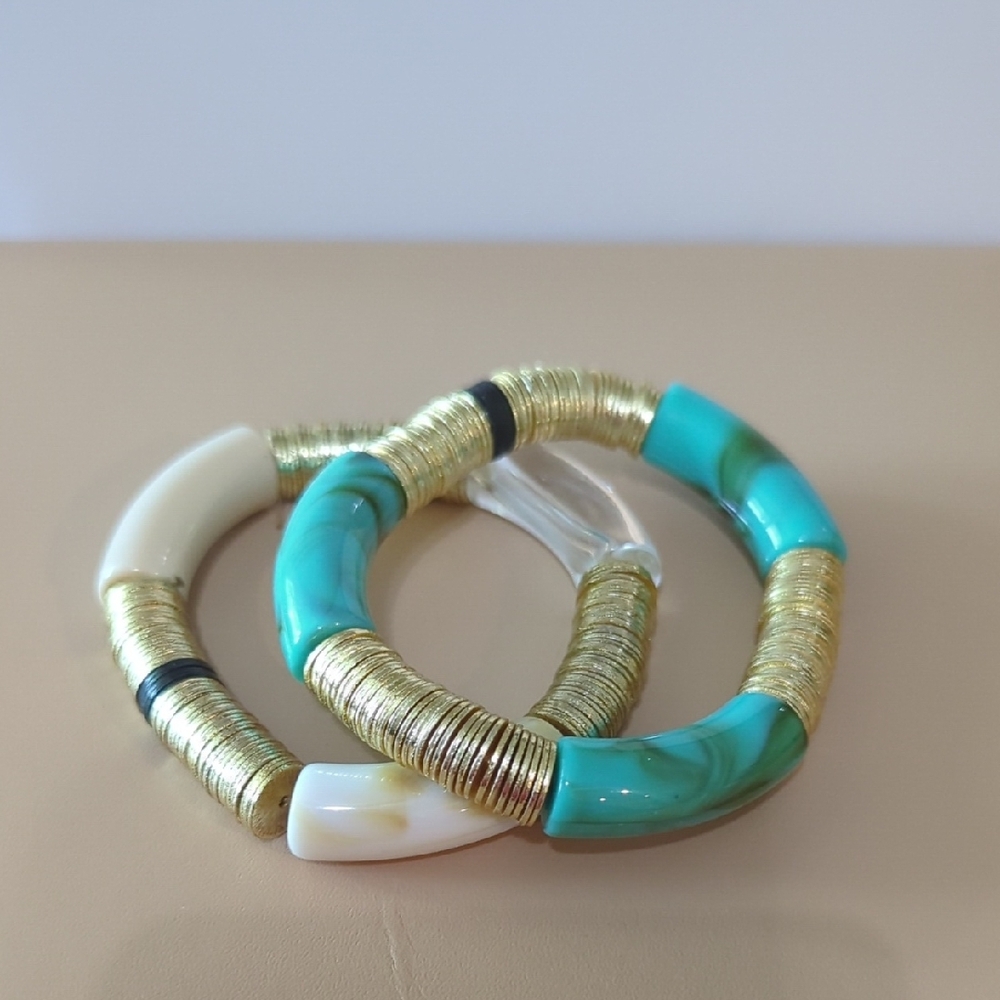 Gold and Turquoise Bracelet Set